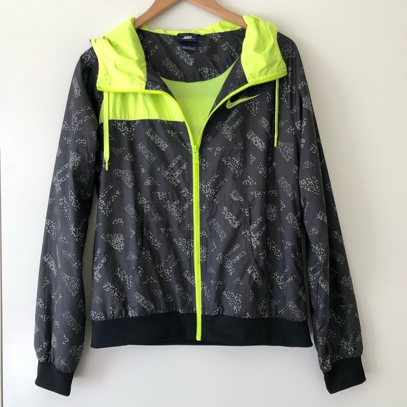 Nike Grey and Lime Hooded Windbreaker Jacket - Picture 1 of 5